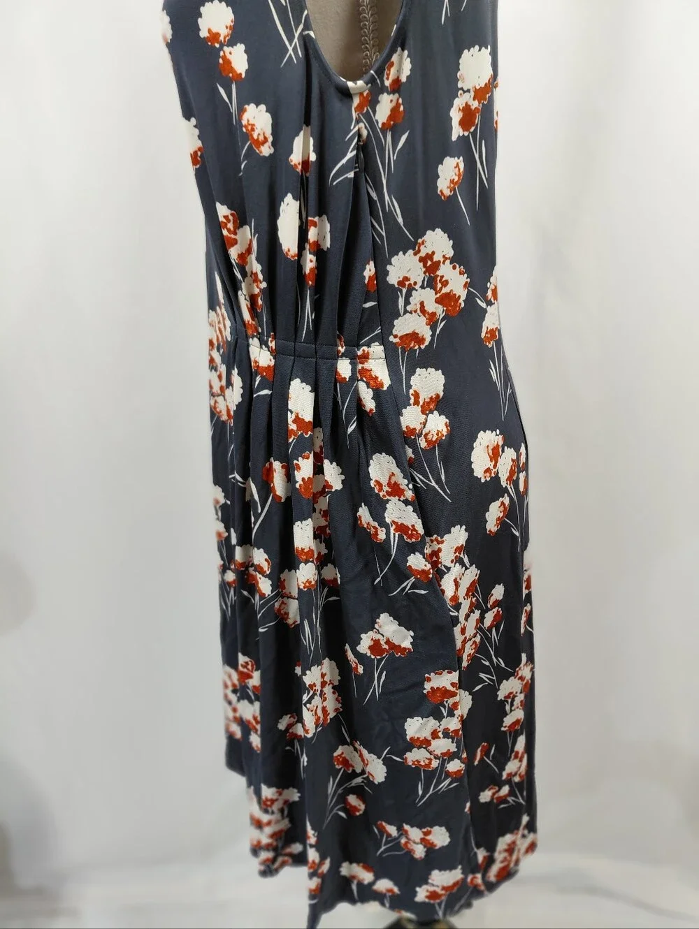 Tory Burch Navy Blue Cherry Blossom Rayon Dress